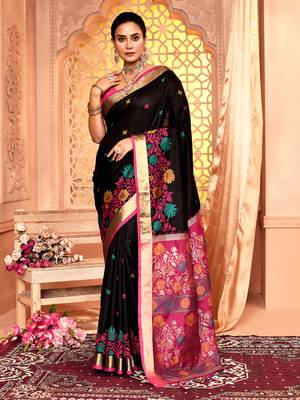 Elora pure banarasi weaving silk saree (black) 1