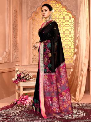 Elora pure banarasi weaving silk saree (black) 3