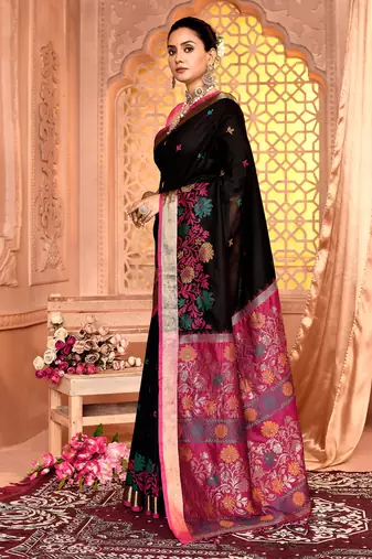 Elora pure banarasi weaving silk saree (black)