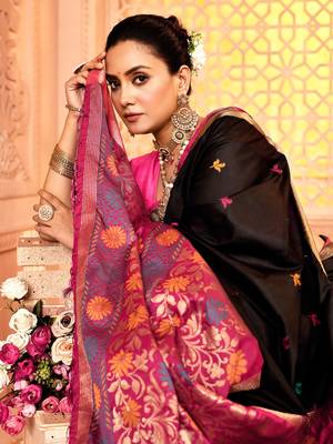 Elora pure banarasi weaving silk saree (black) 5