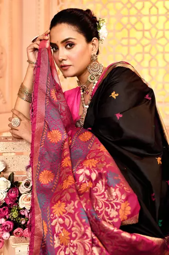 Elora pure banarasi weaving silk saree (black)
