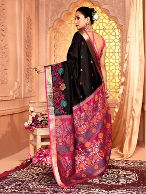 Elora pure banarasi weaving silk saree (black) 6