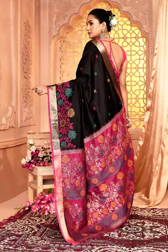 Elora pure banarasi weaving silk saree (black)