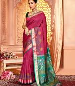 Elora pure banarasi weaving silk saree (magenta)