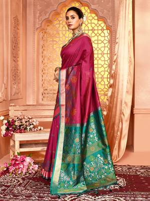 Elora pure banarasi weaving silk saree (magenta) 3