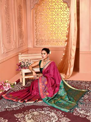 Elora pure banarasi weaving silk saree (magenta) 4