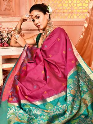 Elora pure banarasi weaving silk saree (magenta) 5