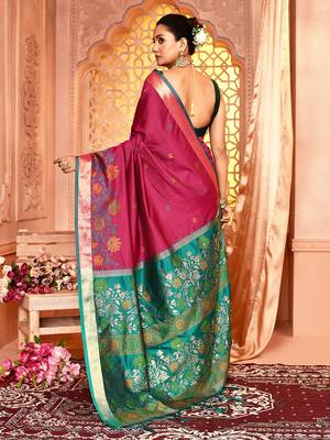 Elora pure banarasi weaving silk saree (magenta) 6