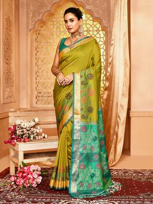 Elora pure banarasi weaving silk saree (light green) 1