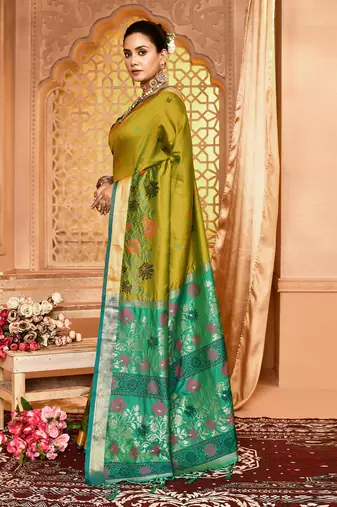 Elora pure banarasi weaving silk saree (light green)