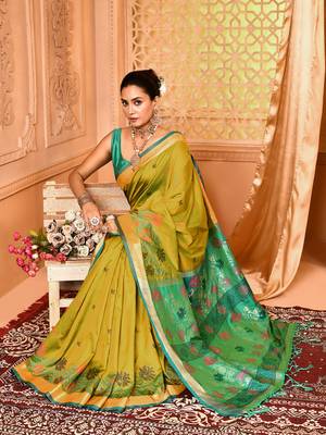 Elora pure banarasi weaving silk saree (light green) 4
