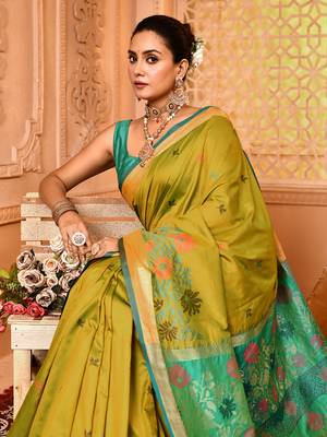 Elora pure banarasi weaving silk saree (light green) 5