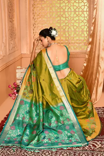 Elora pure banarasi weaving silk saree (light green)