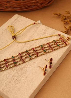 Tri-Color Elegance Choker Set 2