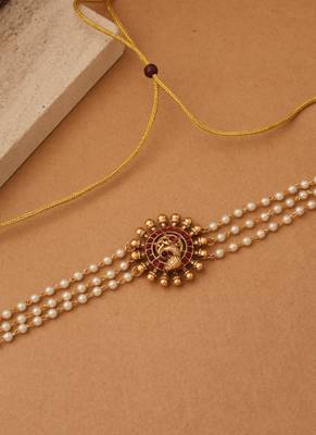 Gold pearl alloy necklace sets 3