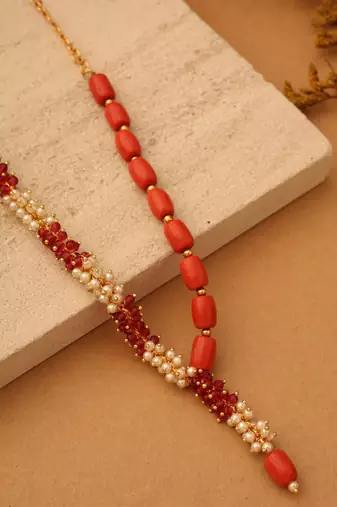 Crimson Dawn Beaded Necklace Set