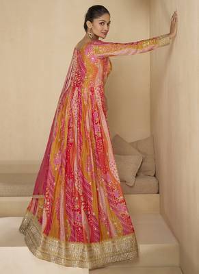 Red real georgette embroidered anarkali suit 2