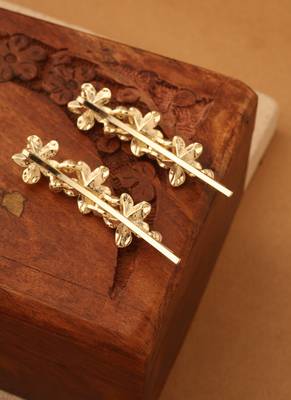 Gilded Blossom Pearl Hair Clip" 2