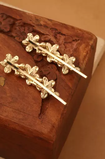 Gilded Blossom Pearl Hair Clip"