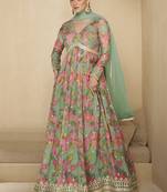 Pista georgette embroidered anarkali suit