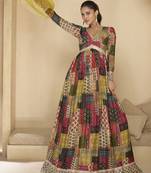 Multi color georgette embroidered anarkali suit