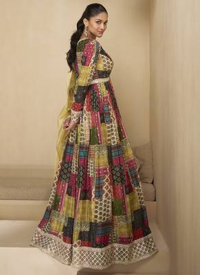 Multi color georgette embroidered anarkali suit 2