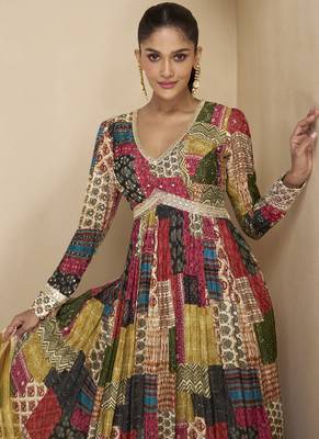 Multi color georgette embroidered anarkali suit 3
