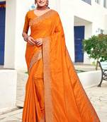 Mustard Sequin Zari Resham Embellished Art Silk Saree With Matching Blouse Piece