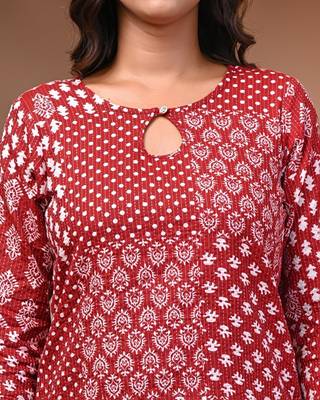 Maroon cotton block print night suit for women - comfortable sleepwear 5