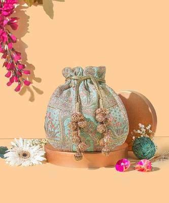Turquoise amer turquoise potli bag 1