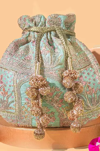 Turquoise amer turquoise potli bag