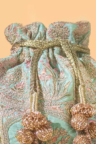 Turquoise amer turquoise potli bag