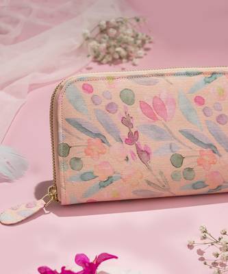 Peach cynthia floral printed wallet 2