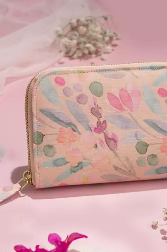 Peach cynthia floral printed wallet