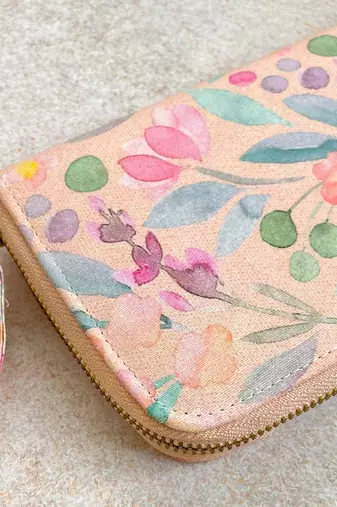 Peach cynthia floral printed wallet