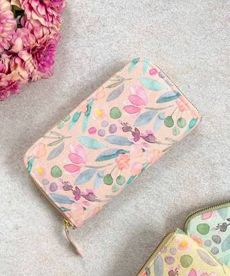 Peach cynthia floral printed wallet 4
