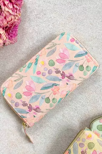 Peach cynthia floral printed wallet