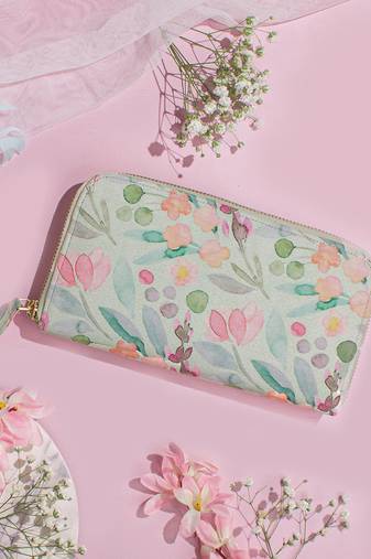 Green cynthia floral printed wallet