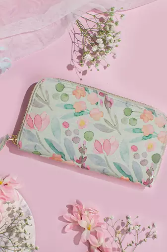 Green cynthia floral printed wallet