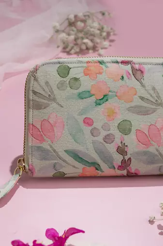 Green cynthia floral printed wallet