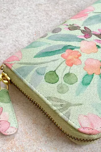 Green cynthia floral printed wallet