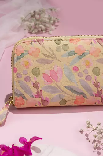 Yellow cynthia floral printed wallet