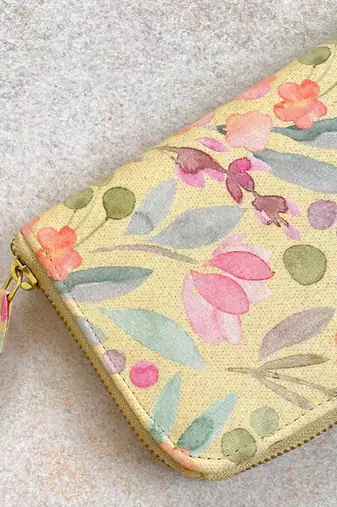 Yellow cynthia floral printed wallet