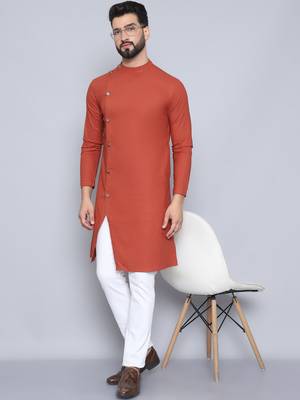 Pure cotton rust sherwani  kurta 1