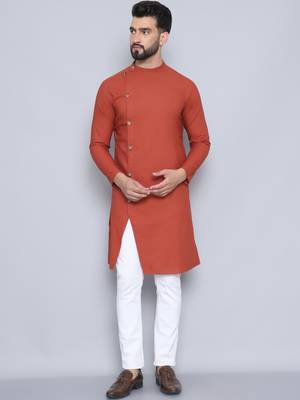 Pure cotton rust sherwani  kurta 2