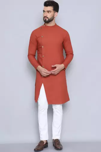 Pure cotton rust sherwani  kurta