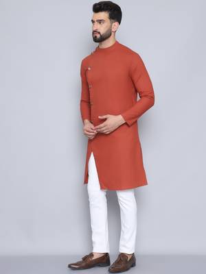 Pure cotton rust sherwani  kurta 4