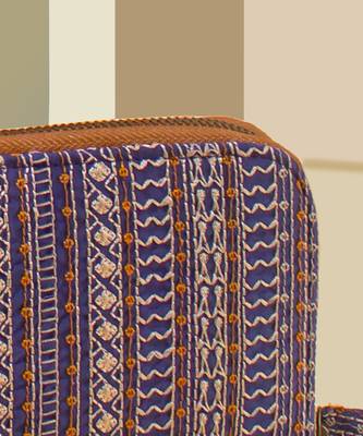 Navy herringbone embroidered wallet 2
