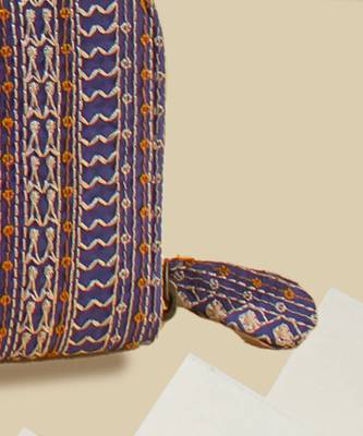 Navy herringbone embroidered wallet 5