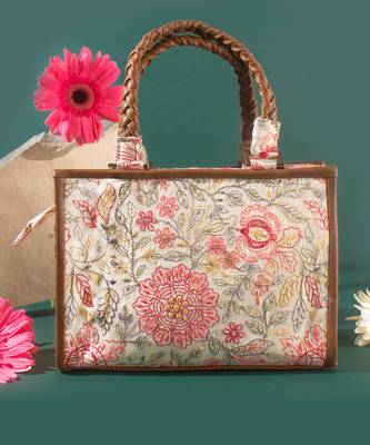 Multi ivy floral embroidered hand bag 1